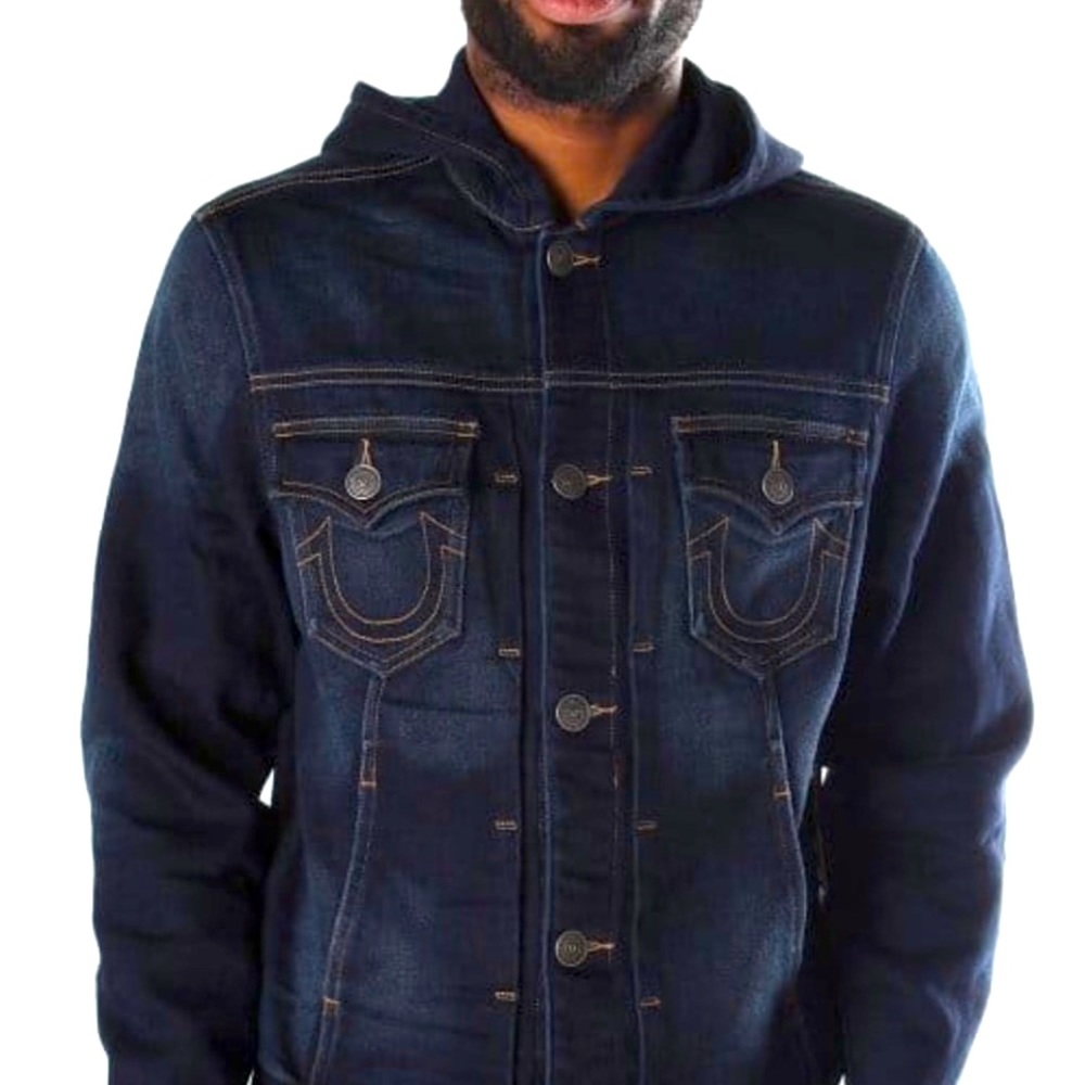 True Religion Mens XL Denim Jacket with hood